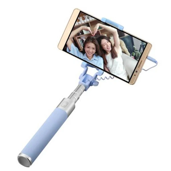 Оригинальная Проводная селфи-палка HUAWEI Mini с кабелем 6 сегментов Выдвижная Портативная Складная селфи-палка держатель монопод для телефона - Цвет: Sky Blue