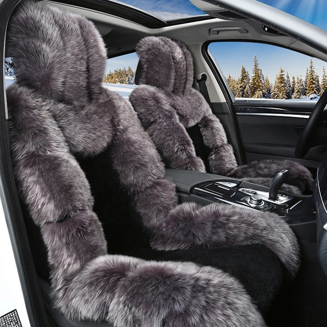 Winter Full Sheep Fur Cover Car Seats Covers Cushion Keep Warm And