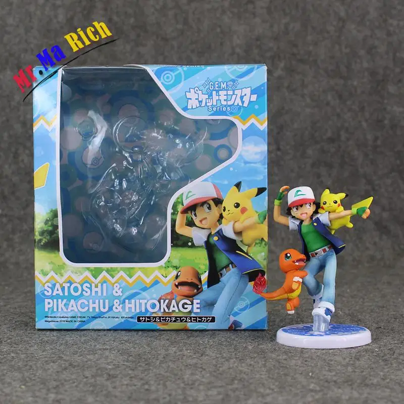 Аниме Ash Ketchum фигурка Сатоши и Hitokage ПВХ Модель Куклы Игрушки 9 5 см отличный