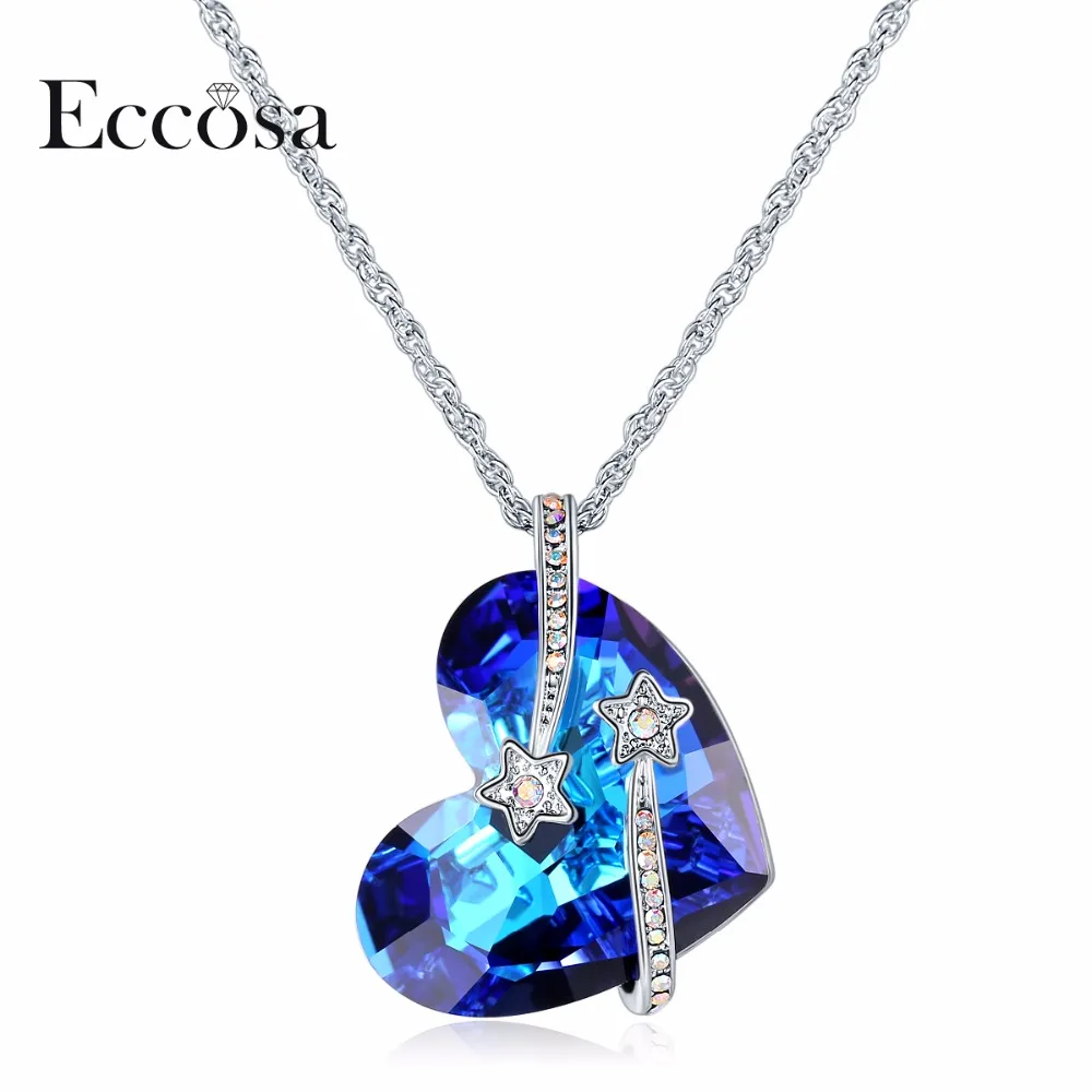 

ECCOSA "I love you to the moon and back" Heart Necklaces & Pendants Sparkling Star Necklace Women Jewelry Crystal From Swarovski