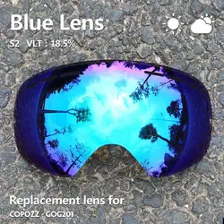High-Performance Anti-Fog UV400 Replacement Lens for Spherical Ski Goggles (Lense blue)