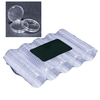 

100PCS Coin Cases Capsules Holder 27mm Applied Clear Portable Round Storage Box PS Material Clear Transparent Scratch Resistance