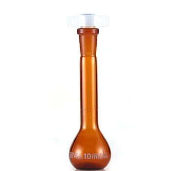 

10ml Brown Lab Borosilicate Glass Volumetric Flask with plastic Stopper Office Lab Chemistry Clear Glassware Supply