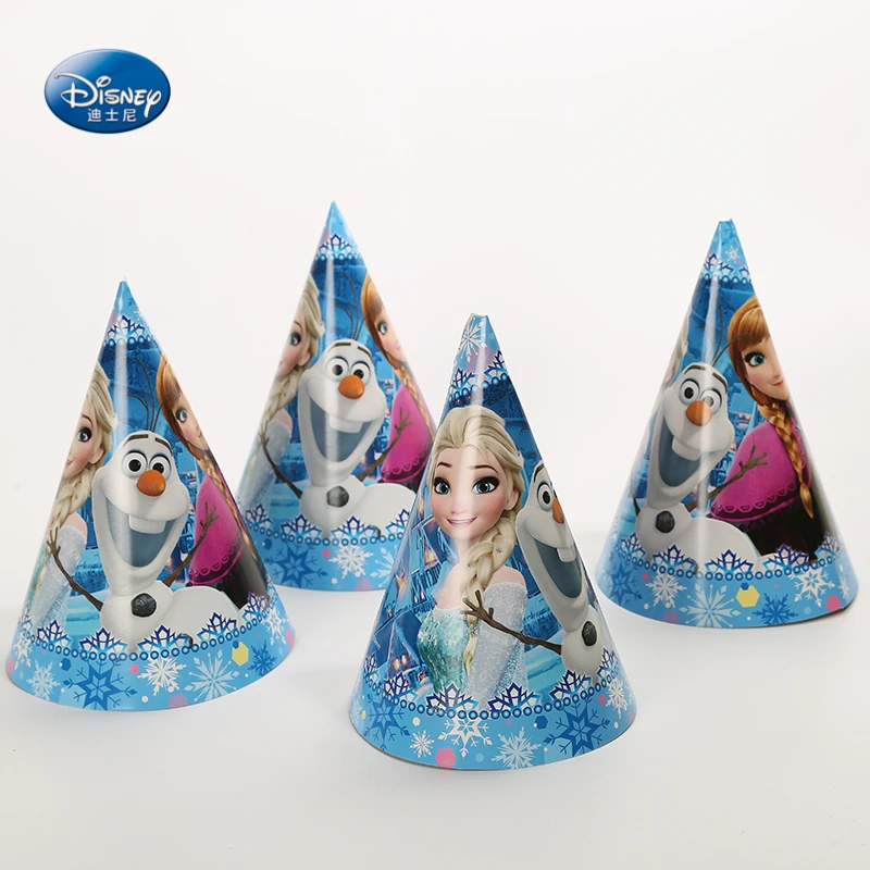 

6Pcs Frozen Theme Design Party Hat Cap Paper Cartoon Happy Birthday Party Supplies for girls birthday Baby Shower Decoration