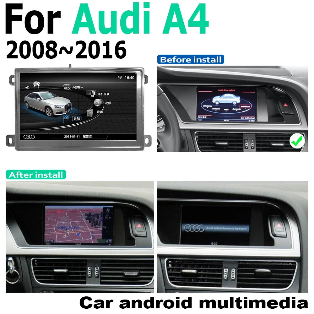 

7" Android 7.0 2G RAM Touch Screen Multimedia Player For Audi A4 8K 2008~2016 MMI Stereo Display navigation GPS