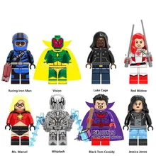 100 шт./партия, супергерои Marvel, гоночные железные люди, зрение, красная корова, луки, клетка, хлыстовые строительные блоки, детские игрушки подарки, модель