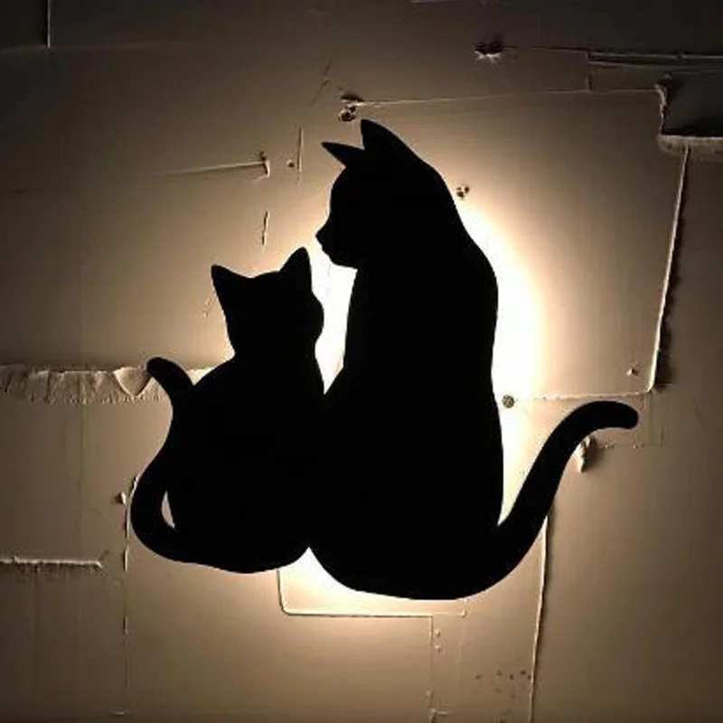 

New LED Motion Sensor Control Smart Sound/Light Auto Warm White Night Light Home Corridor Balcony Baby Kids Cute Cat Sleep Lamp