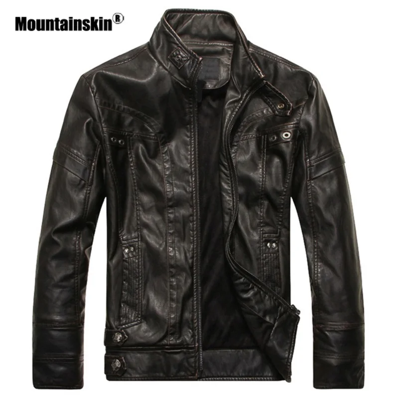 Cena Mountainskin męskie kurtki skórzane motocyklowe kurtka pu mężczyzna jesień Casual kurtki skórzane Slim Fit męskie ubrania marki SA588