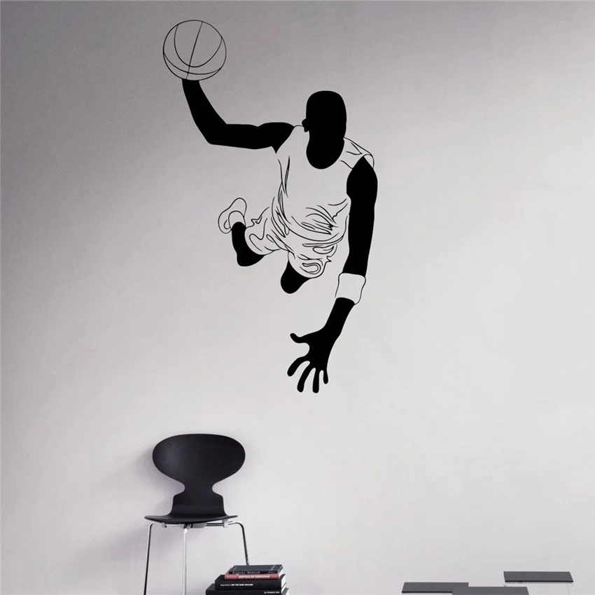 Basketball Dunk Wall Decal Basketball Player Vinyl Sticker Sport Home