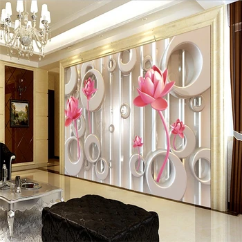 

beibehang Custom Photo Mura Terracotta Red Lotus Background Wall papel de parede 3d para sala atacado wallpaper for walls 3 d