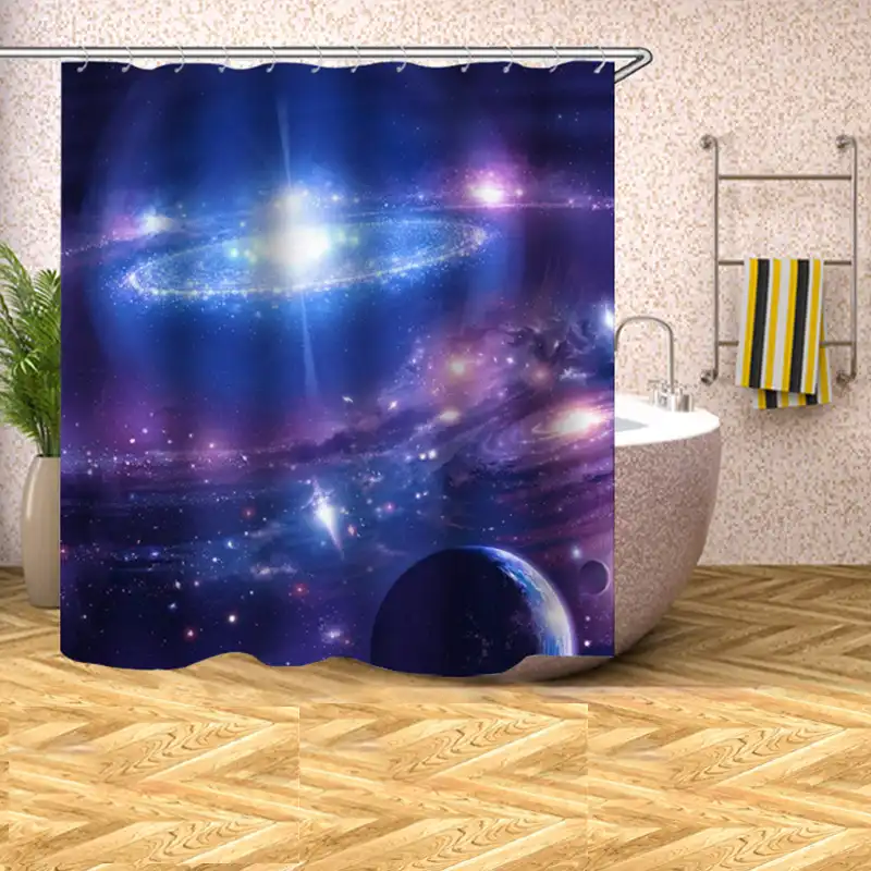 Universe Sky Printed Home Decor Shower Curtain Waterproof Polyester Bath Curtain Screen Opaque Bathroom Curtain 180 200cm Height Shower Curtains Aliexpress