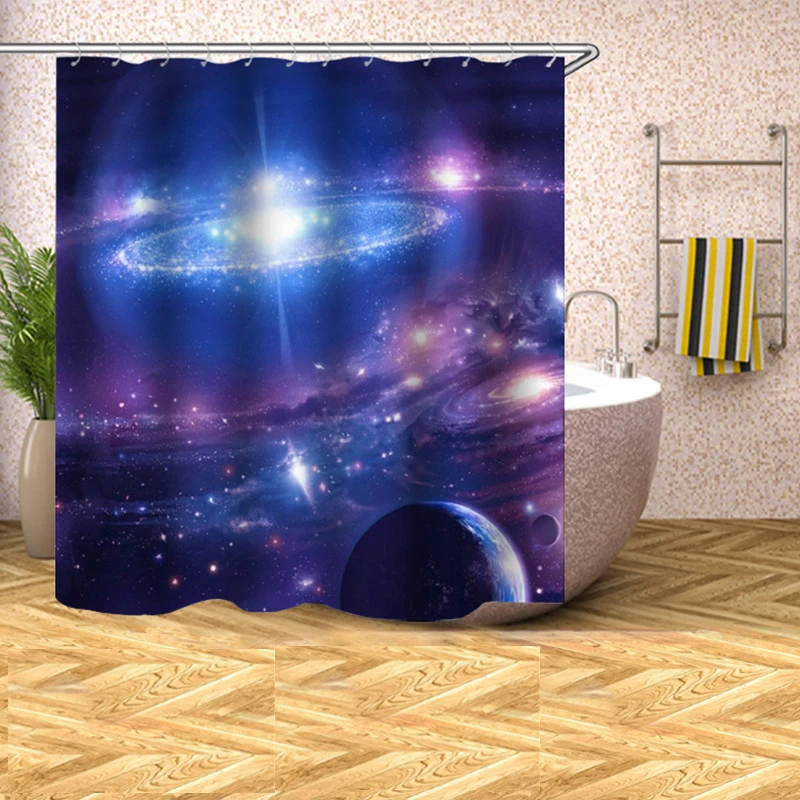 

Universe Sky Printed Home Decor Shower Curtain Waterproof Polyester Bath Curtain Screen Opaque Bathroom Curtain 180/200cm Height