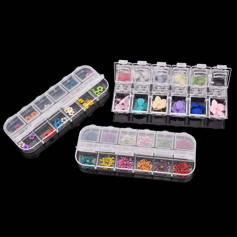 

12 Patterns 3D Dry Flowers Stickers Dried Natural Nail Art Decoration DIY Manicure For UV Gel Acrylic Nail Art Tips Nail Tools