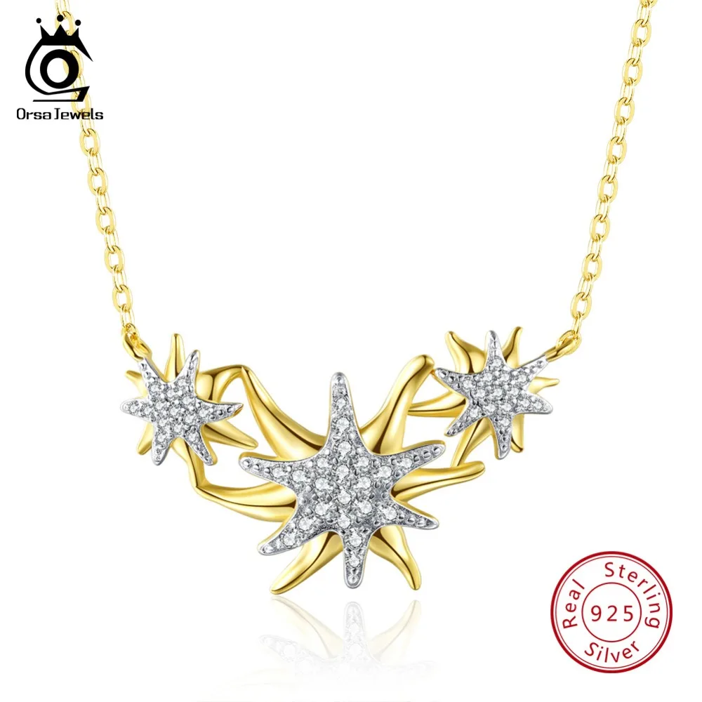ORSA JEWELS 925 Стерлинговое серебро женские ожерелья и кулоны золотистого цвета