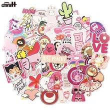50 Pcs Pink lovable Series Cartoon Pvc Waterproof Sticker For Motorcycle Laptop Phone Guitar Luggage Decals