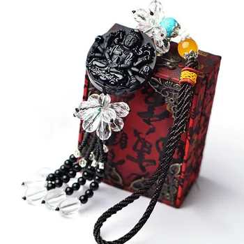 

Luxury car interior Pendant New Natural Obsidian Avalokitesvara peace
