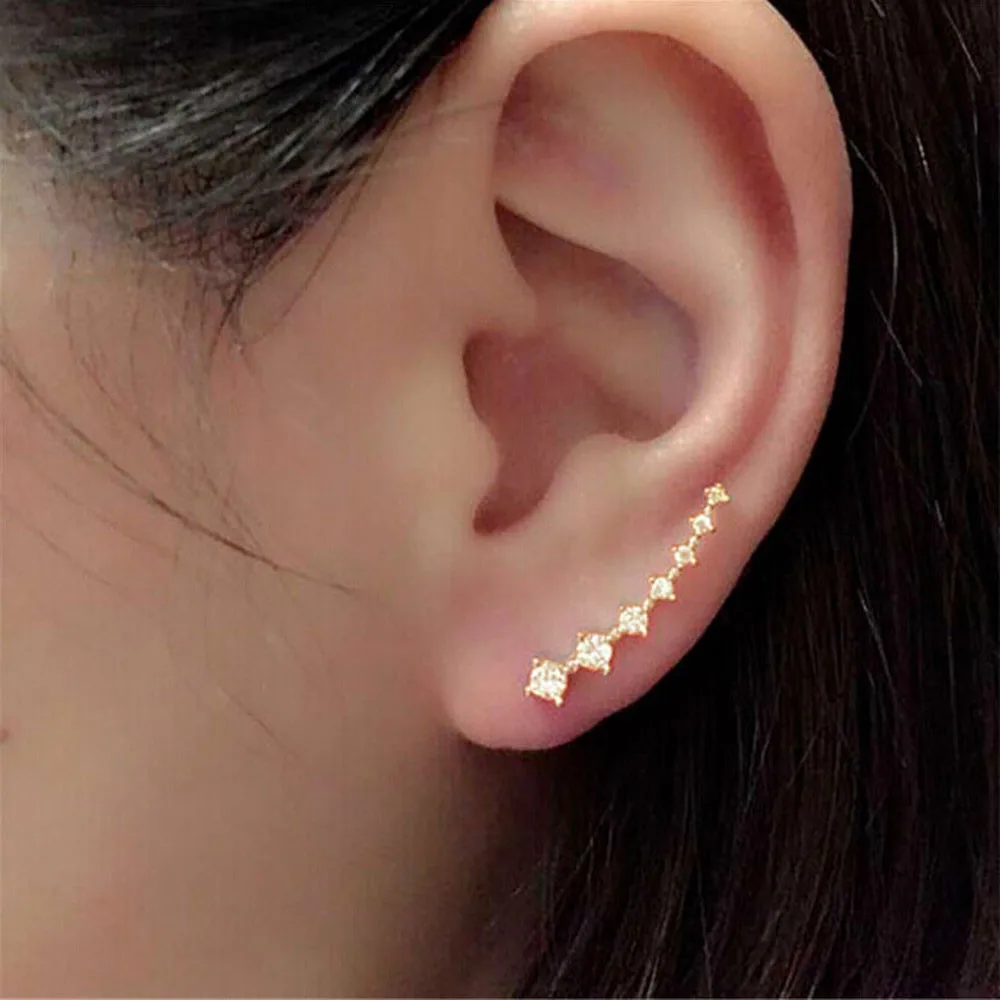 2016  New 1Pair Fashion Rhinestone Crystal Earrings Gold Sliver Ear Hook Stud Jewelry Freeshipping&Wholesale