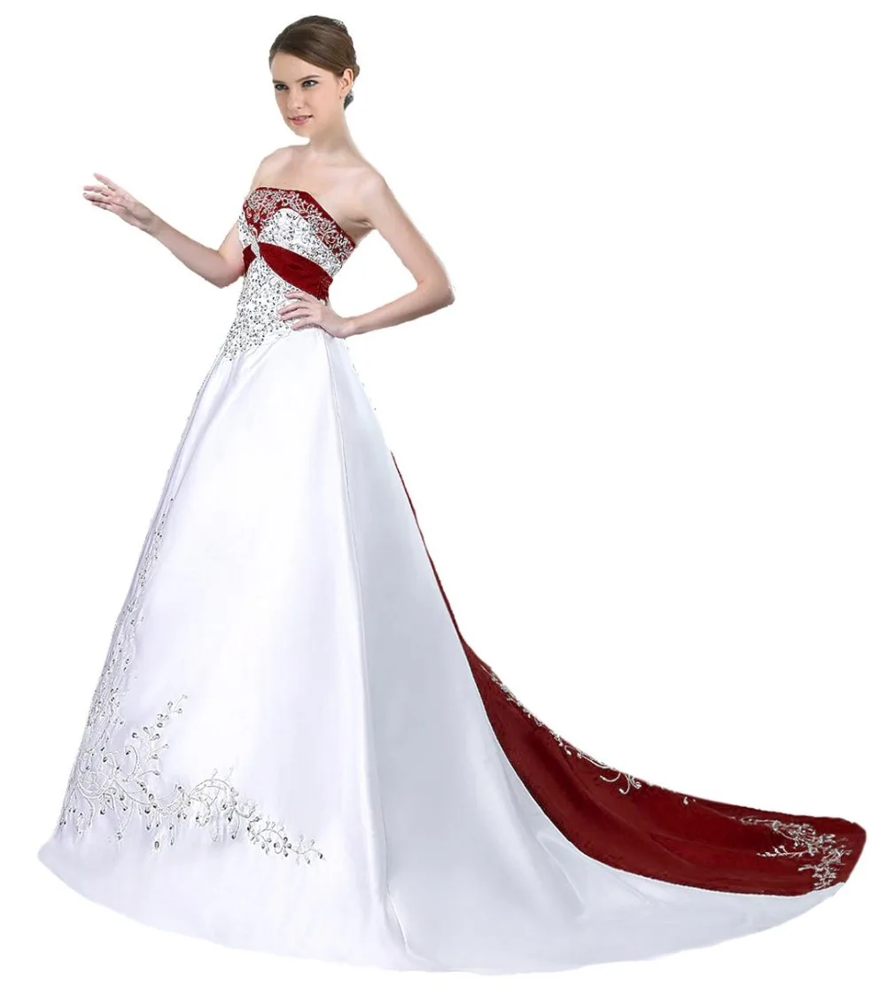 Avorio e Bordeaux Abiti Da Sposa con Ricamo 2017 Cheap Wedding Gown Dress Abito  Da Sposa|bridal dress|burgundy wedding dresseswedding dress - AliExpress