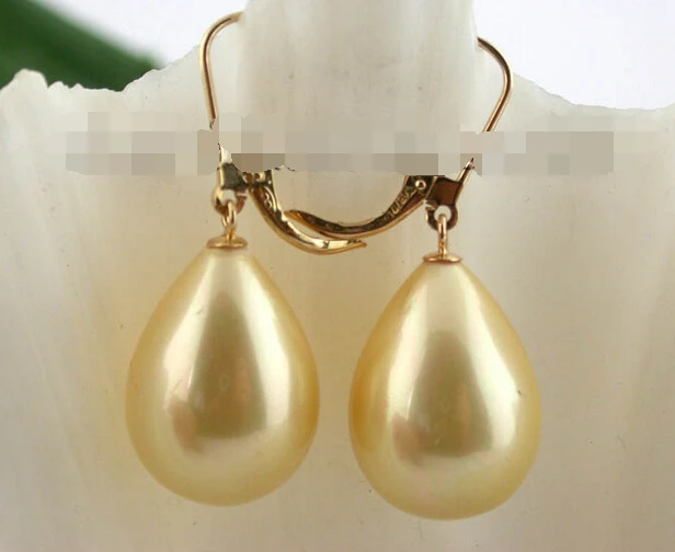 

Hot selling> free shipping 12847 gold seashell drip pearl dangle earring -Bride jewelry free shipping