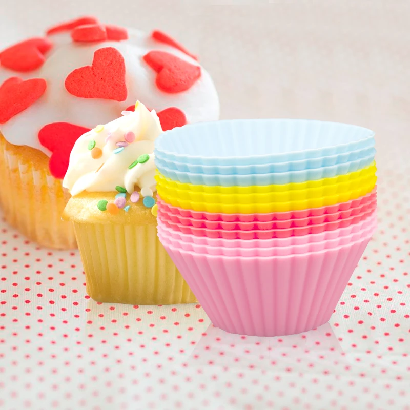 

6pcs/Set Silicone Maffin Cup Round 7cm Cake Mould 8 Color Bake Random Color Baking Mold