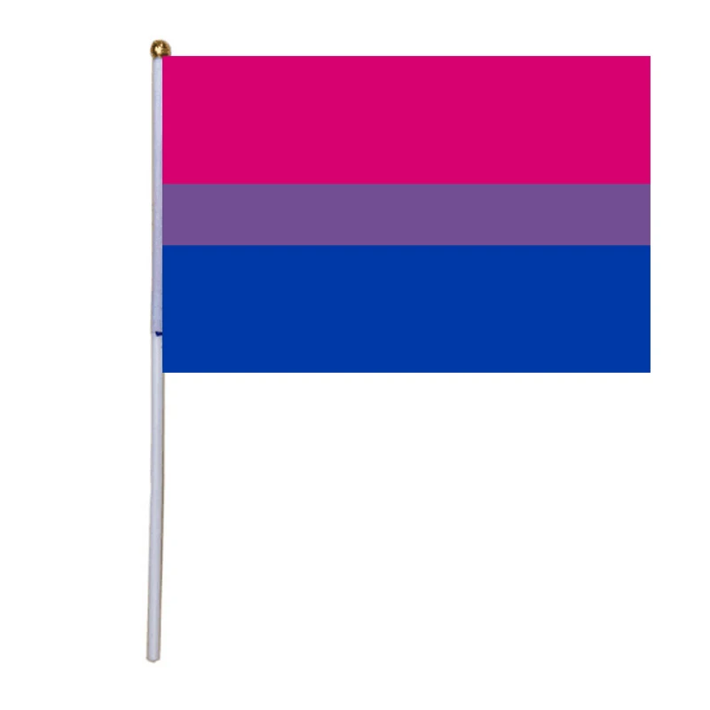 xvggdg 50 шт. 14*21 см бисексуальный Прайд флаг ЛГБТ ручной флаг продвижение Би ручной Развевающийся Флаг
