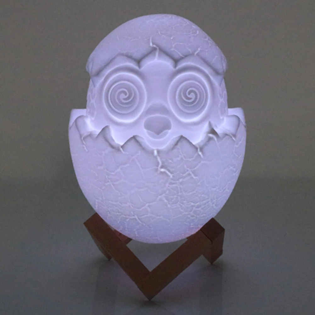 

USB Charging Night Light 3D Printing Eggshell Lamp Touch-switch Bedroom Bookcase LED Night Light with Remote Control 16 Color