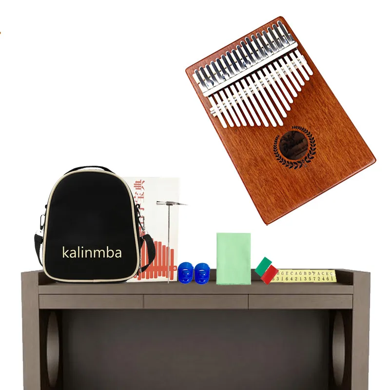 17 Key Kalimba Mahogany Thumb Piano Mbira Solid Wood Thumb Piano Finger Mini Keyboard Instrument Calimba African Natural Piano