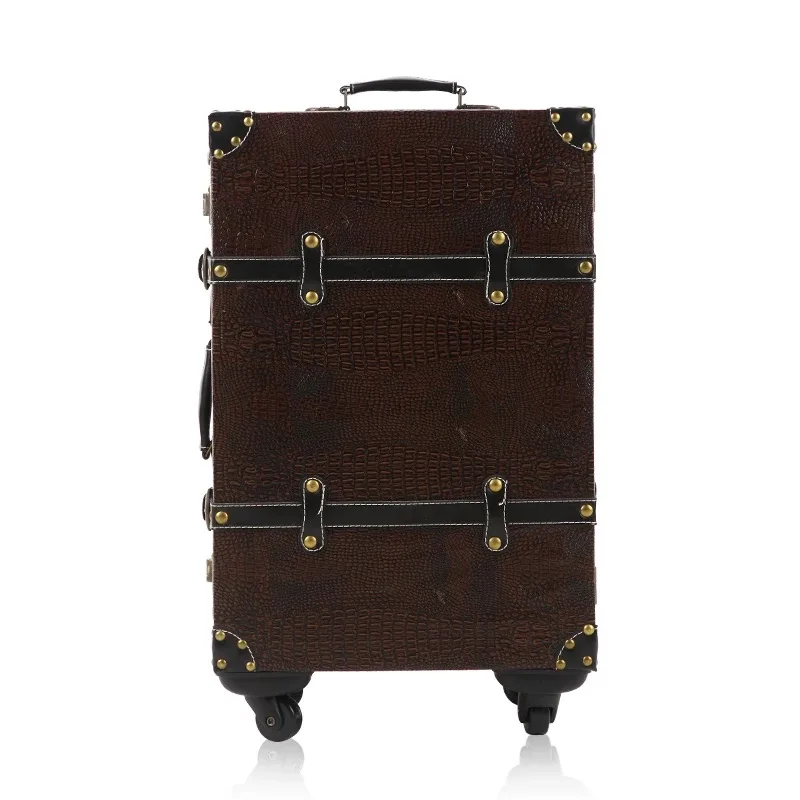 only luggage CHENGZHI 2" 24" 2" дюймов ретро PU кожа женские багажные наборы сумки Спиннер чемодан колеса - Color: only luggage