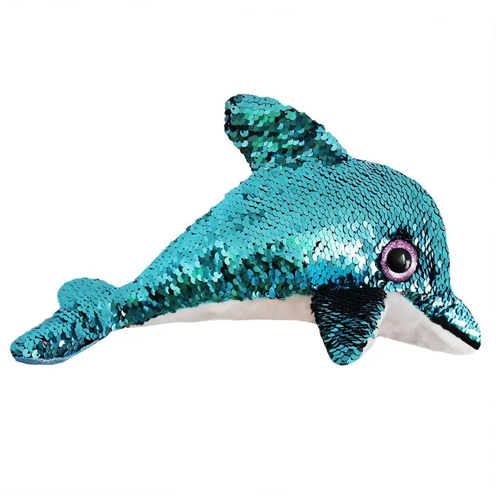 

Free Dropshipping Flip Sequin Stuffed Dolphin Soft Plush Toys with Reversible Sequins Creative Sea Life Gifts for Kids Friends
