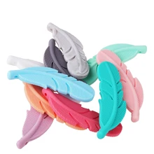 Tyry. hu pingente de pena de silicone, 1 peça, pingente de mordedor, brinquedos de silicone alimentício para bebê, mastigar, clipes, acessórios, sem bpa