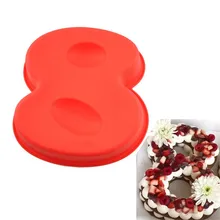 Еда Класс большой противопригарная силиконовая основа Джерси с принтом в виде цифры 8 прессформы лотка торта DIY выпечки дня рождения, свадьбы, годовщины 8th торт производственной линии