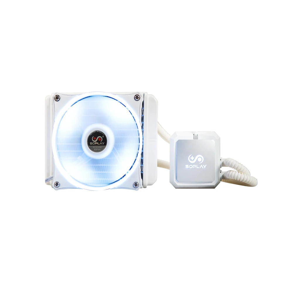 

SOPLAY Radiator Water Cooling 12CM Fan Cooler White LED Heat Dissipation Fan Support for Intel LGA AMD Temperature Control