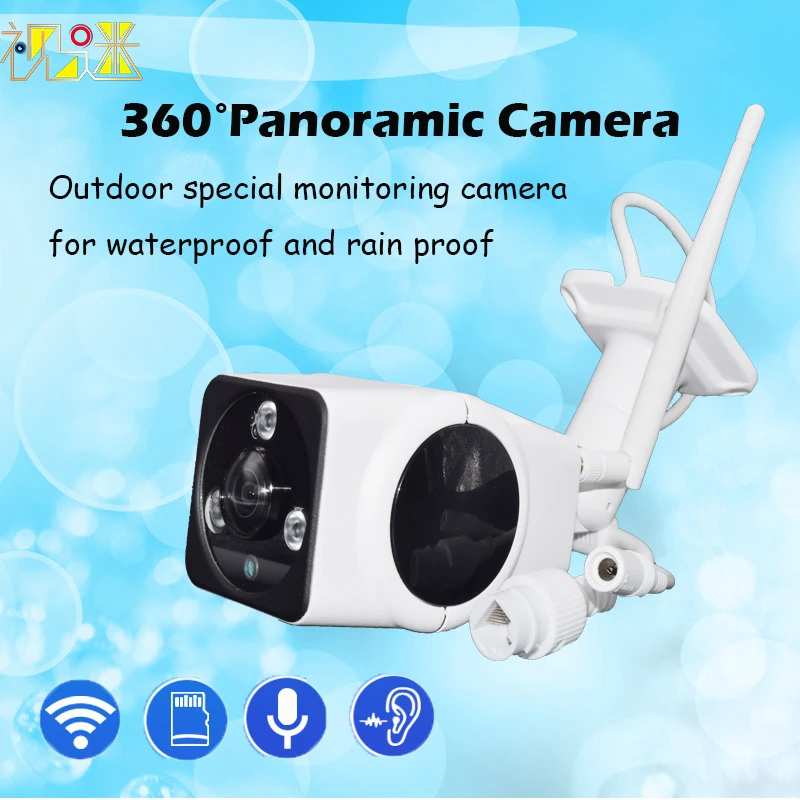 Wifi Открытый 360 градусов камера видеонаблюдения рыбий глаз 3D VR P2P