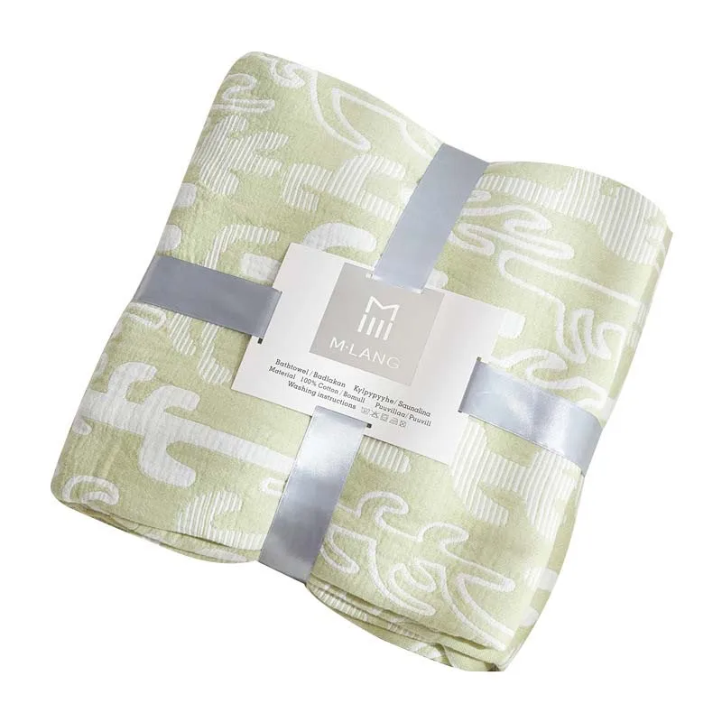 

Leaf Pattern Muslin Lightweight Summer Blanket for Bed Sofa Couch Cotton Soft Warm Quick Dry Throw Blankets Bed Coverlet Sheet