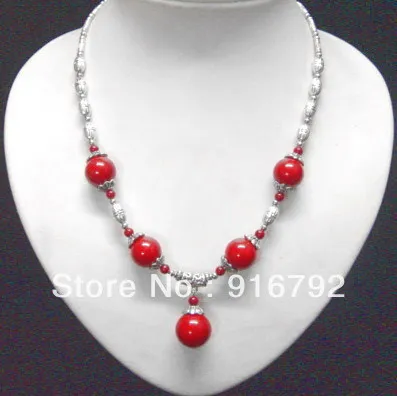 

free shipping ******* Lovely Tibet Silver Asian red coral BEADS pendant Necklace