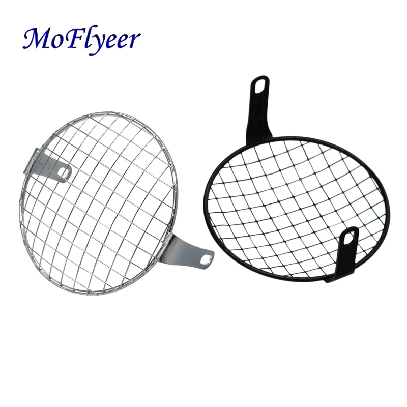 

MoFlyeer Universal Retro Grid Steel Shield Motorcycle Headlight Mesh Grille Lampshade Motorbike Headlamp Lid Cover
