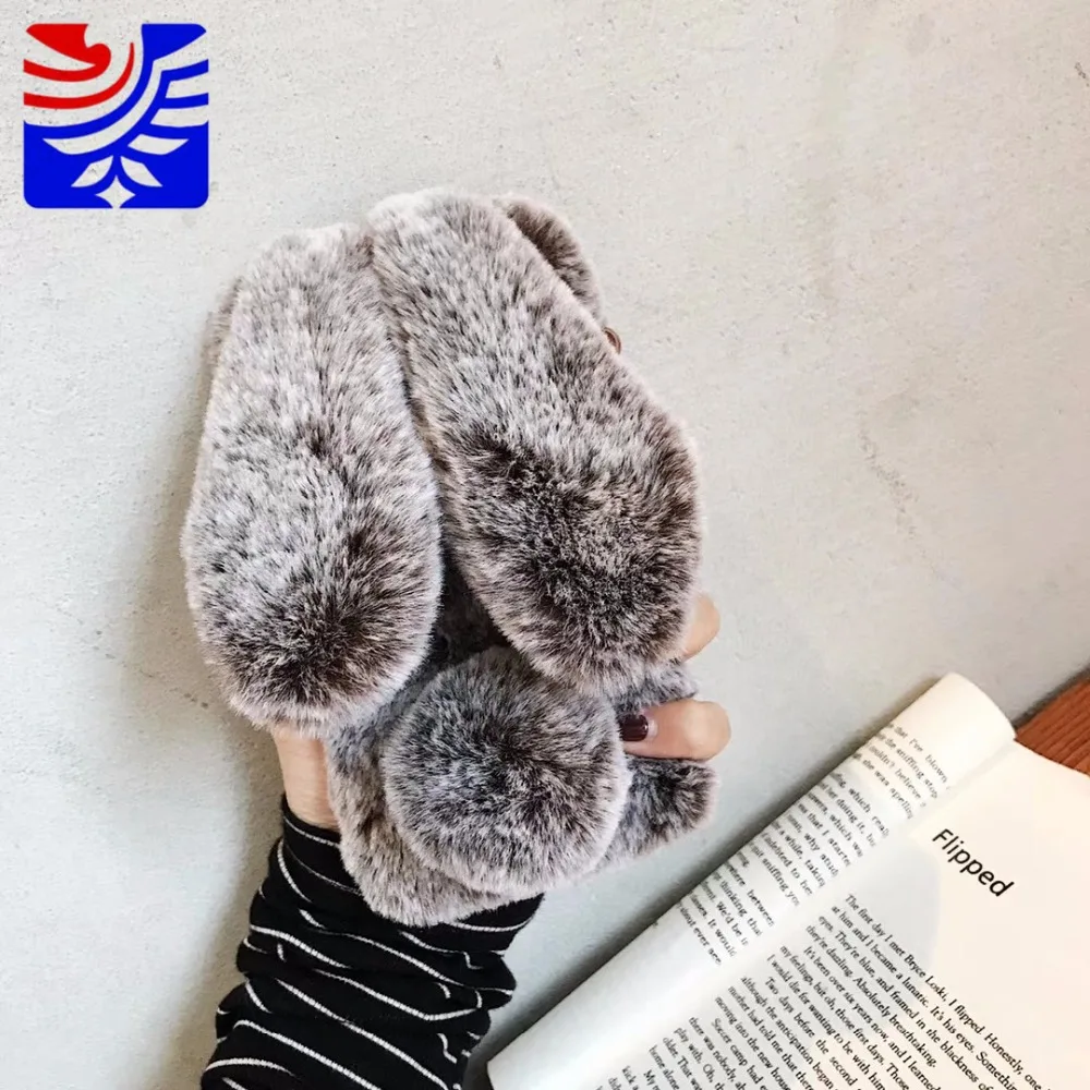 PEIPENG 3D Cute animal rabbit Hairy Warm Fur phone case For iPhone 7 Plus Silicone Case For iPhone X XS Mas 8 7 6 6s Plus XR lifeproof case iphone 8