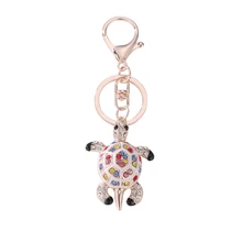 Charm Rhinestone Tortoise Keychain Alloy Car Keyring Turtle Pendant Handbag Keys Holder Cute Jewelry Gifts @C11