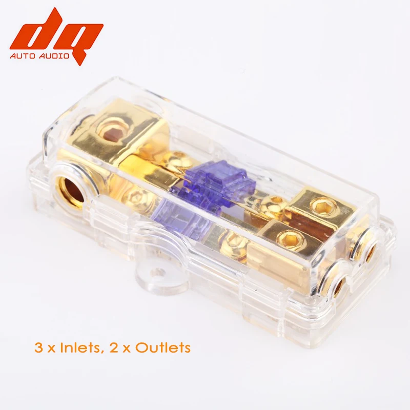 

Universal 60 80 100A 2-Way Car Audio Power Fuse Holder Stereo Grounding Cable Distribution Fuse Block Media 3 Inlets 2 Outlets