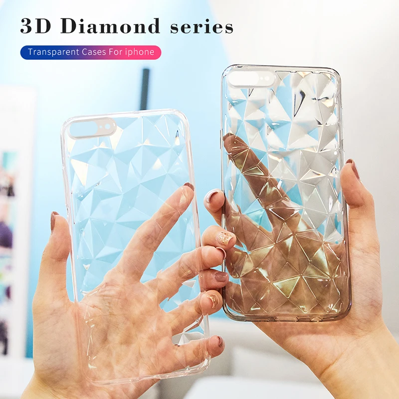 3D Алмазный Прозрачный чехол для iPhone 7 Plus противоударный бампер 6s 8 X прозрачный