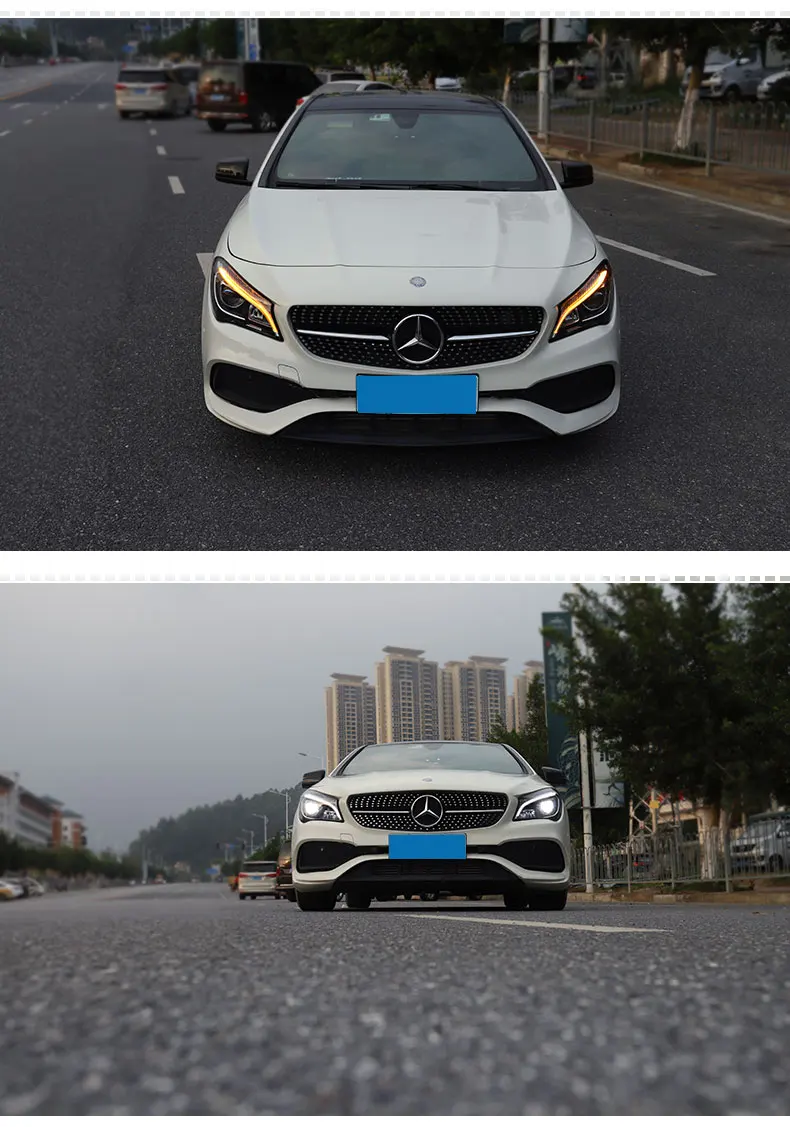 Автомобильный Стайлинг фара для Benz CLA- фары все светодиодный Benz CLA фары дневного света DRL Bi-светодиодный объектив