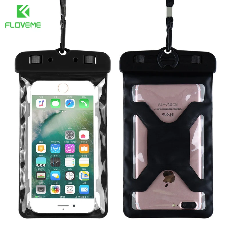 FLOVEME 6," универсальная водонепроницаемая сумка IPX8 для подводного плавания водонепроницаемый чехол для телефона для samsung S8 S9 для iPhone X 8 7 5S - Цвет: Black