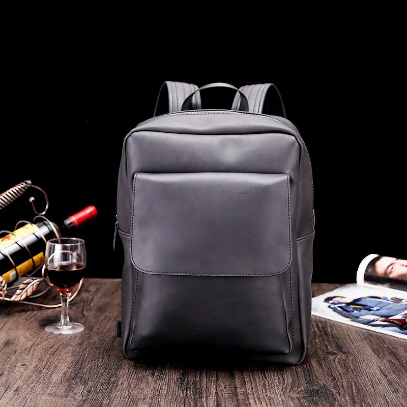 

Bag for Men PU Leather Backpack Men's Bag Crazy Horse Leather Daypack Cowhide Rucksack New Bag 2019 Top Quality Vintage