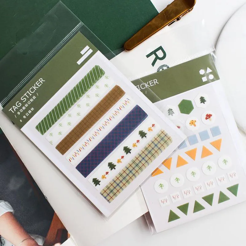 

1 Pack Kawaii Multi-function Tag Grid Stripe Dot Adhesive Sticker Basic Bullet Journal Stickers Planner Scrapbooking Stationery