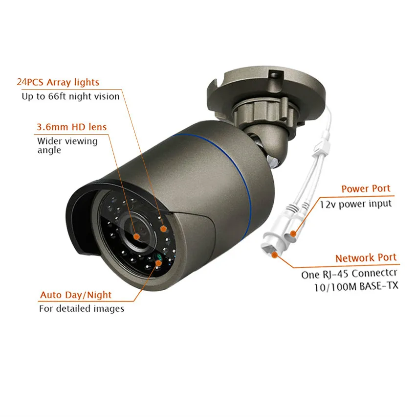 Ip-камера 5mp Водонепроницаемая открытая IRCut ночного видения сеть безопасности Onvif IP 48V POE H265 аудио камера Поддержка IOS/Andriod View