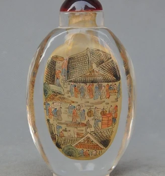 

Rare Old Chinese Glass Colored glaze Inside DECORATED Hand Painted Snuff Bottles