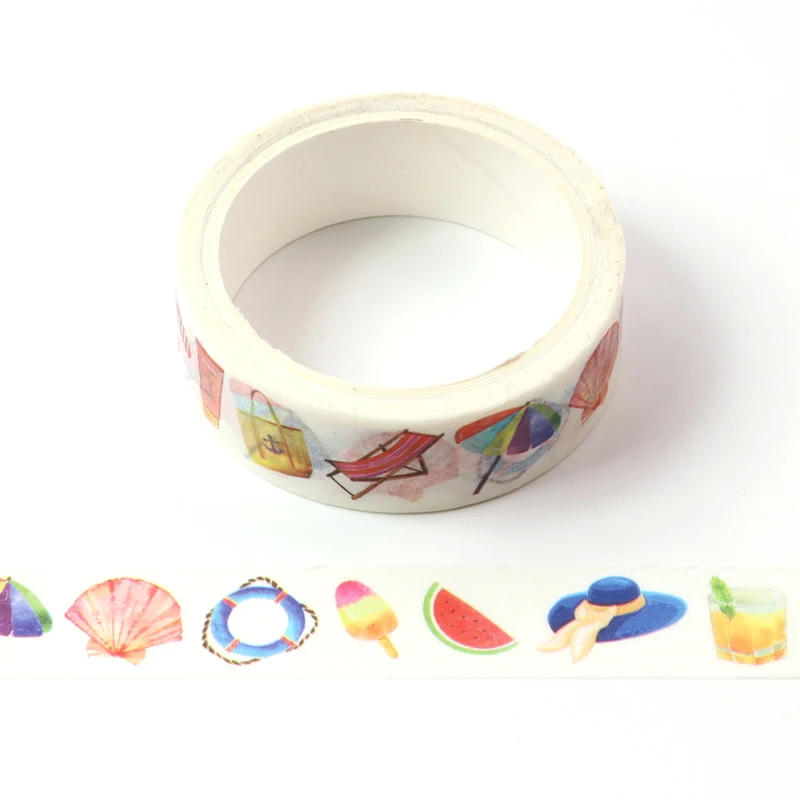 

1X Summer time Washi Tape Japanese Paper DIY Planner Masking Tape Adhesive Tapes Stickers Decorative Stationery Tapes