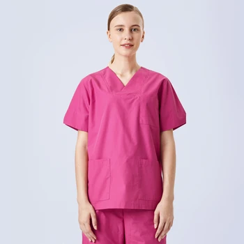 

Hot Pink Women's Classic Nursing Suit Medical Scrubs Hospital Workwear V Neck Top and Pant Vet Dentist Doctor OR Work Scrub Sets