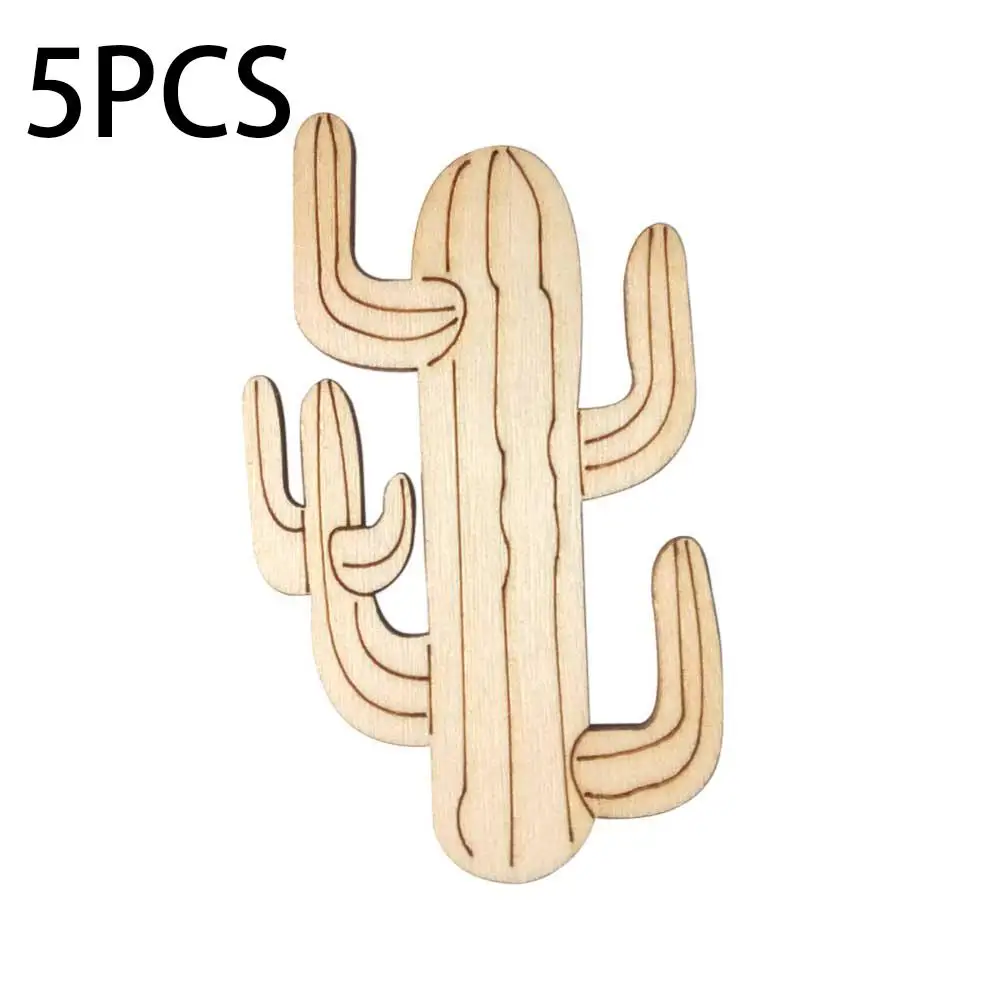 

5PCS Small Tag Wooden Home Decoration Cactus Shape Scene Prop Innovative Handcraft Festival Ornaments Decorative Pendants