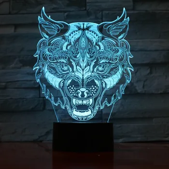 Online 7 Cambiamento Di Colore Lupo Lampada 3D Visivo LED Luci Notturne Per I Bambini Di Tocco Da TAVOLO USB Lampara Lampe Sacco A Pelo Del Bambino Nightlight 3D-965